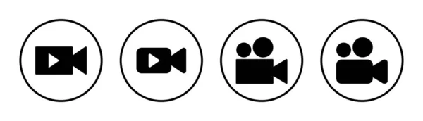 Ilustracja Zestawu Ikon Wideo Znak Symbol Kamery Wideo Znak Filmowy — Wektor stockowy