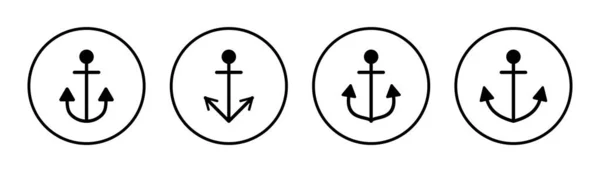 Якорь Иконка Набор Иллюстрации Знак Символ Якоря Якорная Икона — стоковый вектор