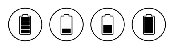 Ilustração Conjunto Ícones Bateria Sinal Carregamento Bateria Símbolo Nível Carga —  Vetores de Stock