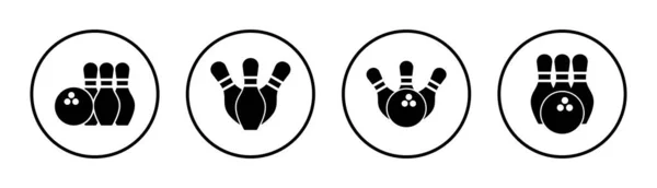 保龄球图标集插图 保龄球和别针的标志和符号 — 图库矢量图片