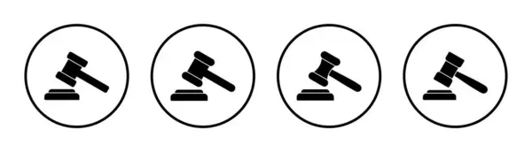 Gavel Ikon Készlet Illusztráció Gavel Bíró Aláírása Szimbóluma Jogi Ikon — Stock Vector