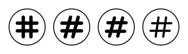Εικόνα Συνόλου Εικονιδίων Hashtag Διακριτικό Hashtag Και Σύμβολο — Διανυσματικό Αρχείο