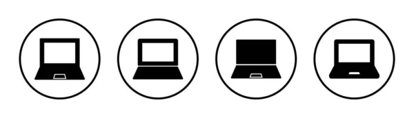 Ikona Notebooku Nastavena Ilustrace Podpis Symbol Počítače — Stockový vektor