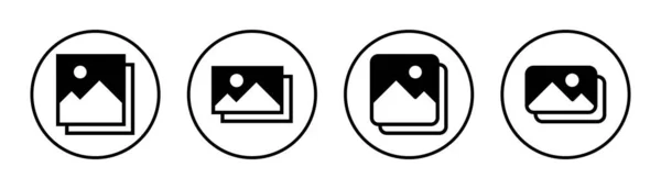 Набір Іконок Зображення Знак Символ Фотогалереї Піктограма Зображення — стоковий вектор