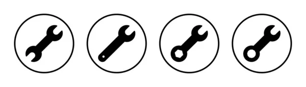 Illustration Jeu Icônes Clé Icône Réparation Outils Signe Symbole — Image vectorielle