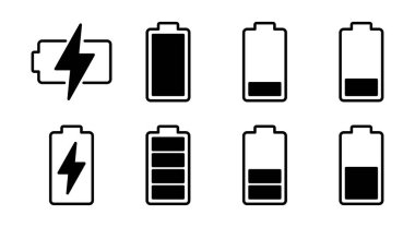 Batarya simgesi çizimi. Pil şarj işareti ve sembol. pil şarj seviyesi