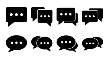 Sohbet simgesi çizimi. Konuşma balonu işareti ve sembol. Yorum simgesi. ileti