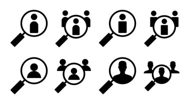 Simge çizimi işe alınıyor. Arama işi boşluk işareti ve sembol. İnsan kaynakları konsepti. İşe alım.