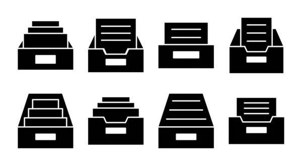 Archiver Les Dossiers Icône Définir Illustration Icône Vectorielle Document Archive — Image vectorielle