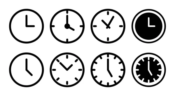 Klok Pictogram Set Illustratie Tijdteken Symbool Horloge Pictogram — Stockvector