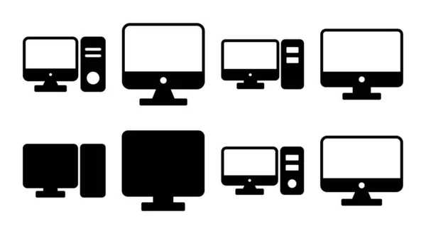 Ilustracja Zestawu Ikon Komputerowych Znak Symbol Monitora Komputerowego — Wektor stockowy
