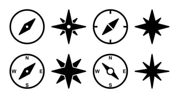 Brújula Icono Conjunto Ilustración Flecha Brújula Icono Signo Símbolo — Archivo Imágenes Vectoriales