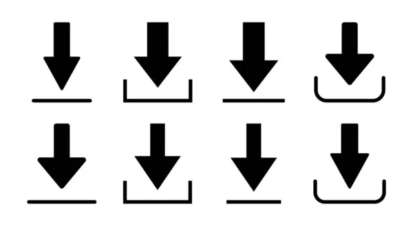 Télécharger Illustration Jeu Icônes Télécharger Signe Symbole — Image vectorielle