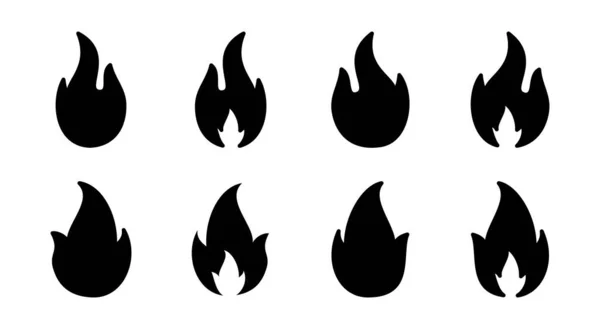Набір Іконок Вогню Ілюстрація Вогняний Знак Символ — стоковий вектор