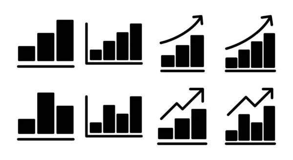 Gráfico Creciente Icono Conjunto Ilustración Signo Símbolo Carta Icono Diagrama — Vector de stock