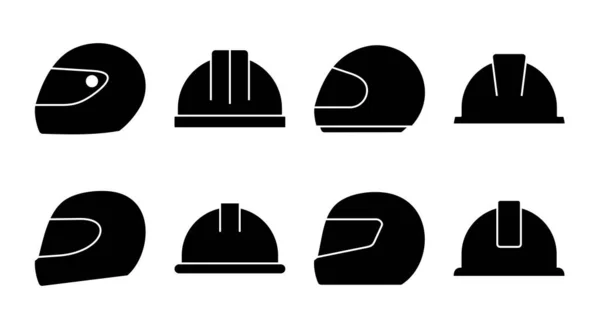 Helmet图标集示例 摩托车头盔的标志和符号 建筑头盔图标 安全帽 — 图库矢量图片