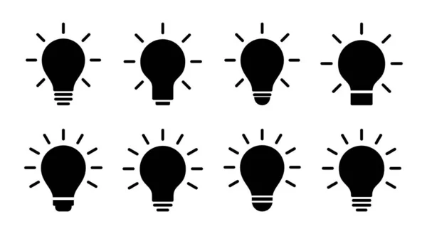 Illustration Jeu Icônes Ampoule Symbole Symbole Idée — Image vectorielle