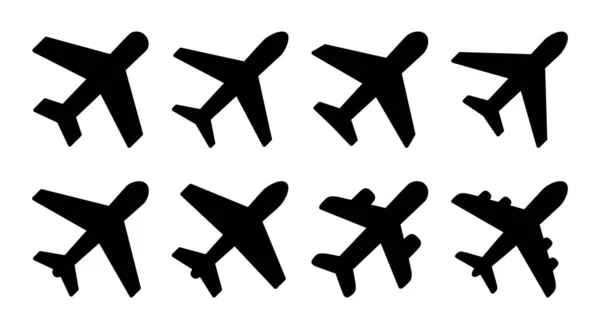 Ilustração Conjunto Ícones Avião Sinal Símbolo Avião Símbolo Transporte Aéreo — Vetor de Stock