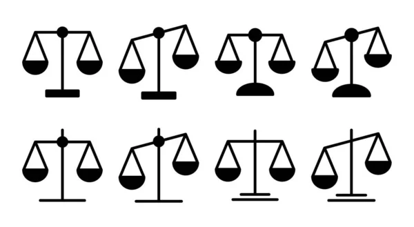 Ikona Měřítka Nastaví Ilustraci Ikona Měřítka Práva Značka Symbol Spravedlnosti — Stockový vektor