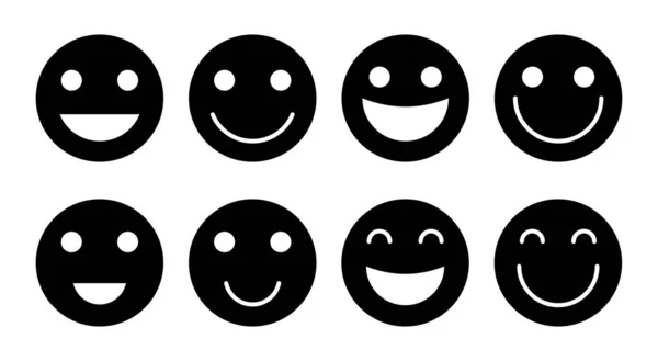 笑图标集插图 微笑的情感图标 反馈标志和符号 — 图库矢量图片