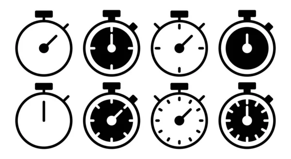 Icona Del Cronometro Set Illustrazione Timer Segno Simbolo Icona Conto — Vettoriale Stock