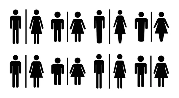 厕所图标集插图 女孩和男孩的洗手间标志和符号 浴室标志 — 图库矢量图片