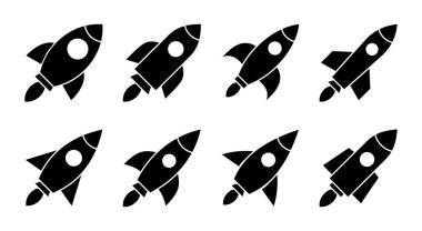 Roket simgesi çizimi. Başlangıç işareti ve sembol. roket fırlatma simgesi