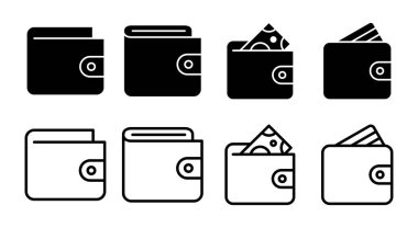 Cüzdan simgesi çizimi. cüzdan işareti ve sembol