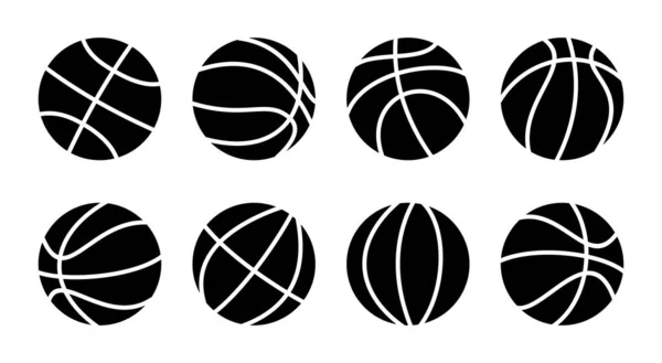 Illustration Jeu Icônes Basket Signe Symbole Balle Basket Ball — Image vectorielle
