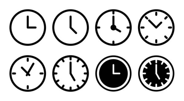Иллюстрация Набора Значков Часов Знак Времени Символ Иконка — стоковый вектор