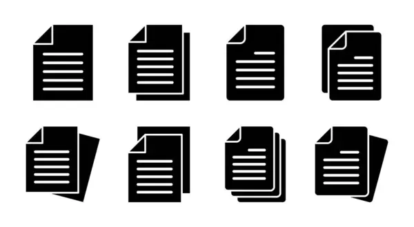 Illustrazione Set Icona Del Documento Segno Simbolo Carta Icona File — Vettoriale Stock