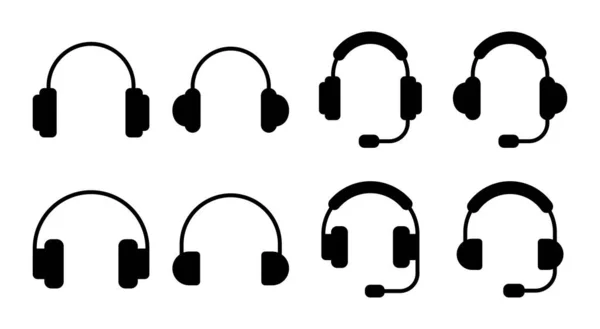 ヘッドフォンのアイコンセットイラスト ヘッドフォンの記号と記号 — ストックベクタ