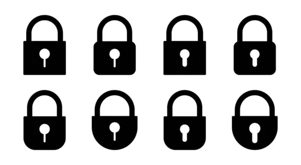 锁定图标集插图 帕德洛克标志和符号 加密图标 安全标志 — 图库矢量图片