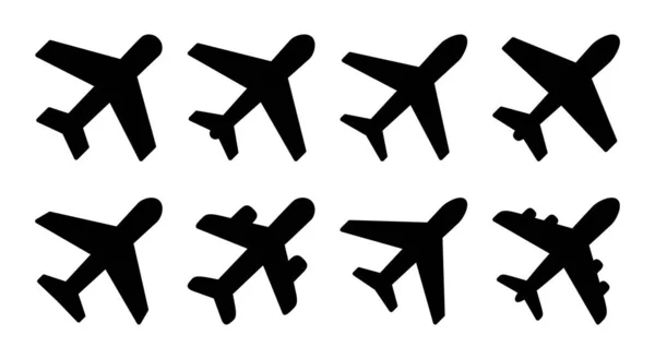 Ikona Samolotu Zestaw Ilustracji Znak Symbol Samolotu Symbol Transportu Lotniczego — Wektor stockowy