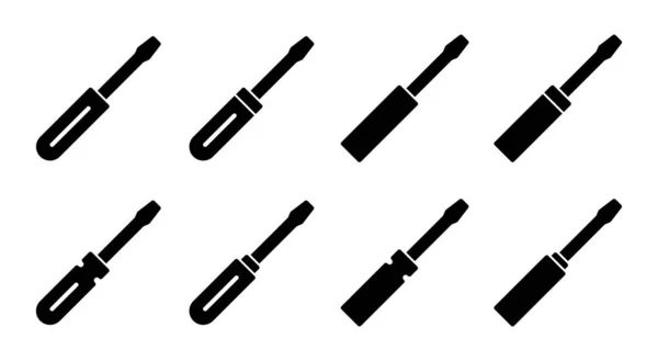 Schraubenzieher Icon Set Illustration Werkzeuge Zeichen Und Symbol — Stockvektor