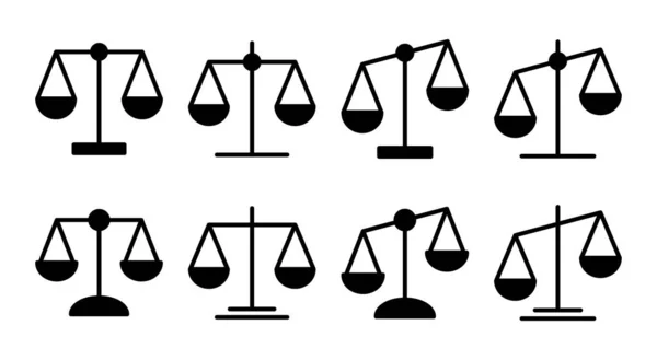 Иллюстрация Набора Значков Масштаба Значок Масштаба Закона Знак Справедливости Символ — стоковый вектор