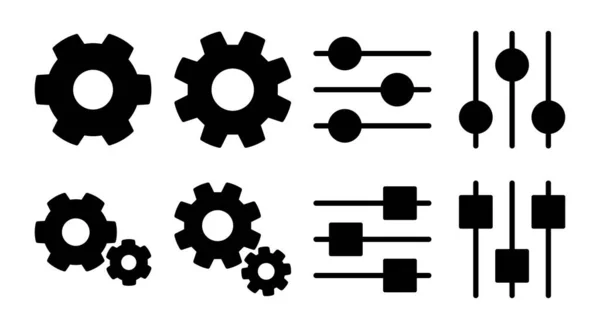 Configuração Icon Conjunto Ilustração Configurações Engrenagem Sinal Símbolo Sinal Engrenagem — Vetor de Stock