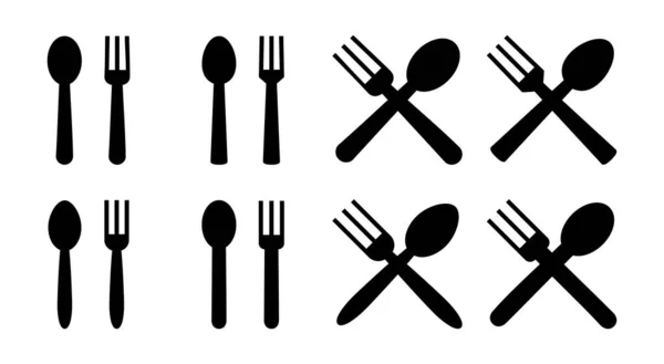 Löffel Und Gabel Icon Set Illustration Löffel Gabel Und Messer — Stockvektor