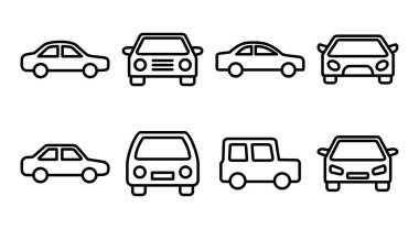 Araba simgesi çizimi. Araba işareti ve sembol. küçük sedan