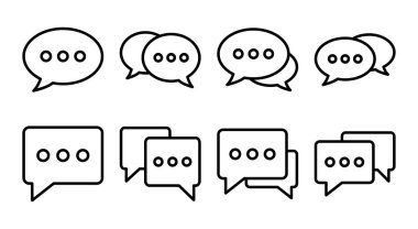 Sohbet simgesi çizimi. Konuşma balonu işareti ve sembol. Yorum simgesi. ileti