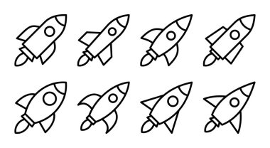 Roket simgesi çizimi. Başlangıç işareti ve sembol. roket fırlatma simgesi