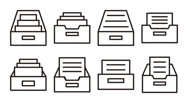 Archiver Les Dossiers Icône Définir Illustration Icône Vectorielle Document Archive — Image vectorielle