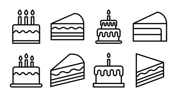 Illustrazione Set Icona Torta Segno Simbolo Della Torta Icona Torta — Vettoriale Stock