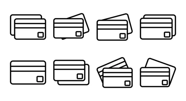 Illustration Jeu Icônes Carte Crédit Signe Symbole Paiement Par Carte — Image vectorielle