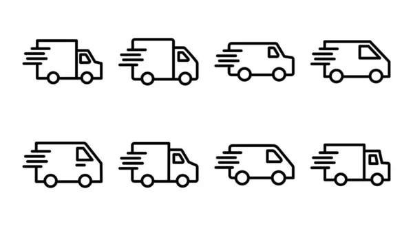 Εικονογράφηση Σύνολο Εικονίδιο Φορτηγό Παράδοσης Σημάδι Και Σύμβολο Φορτηγού Παράδοσης — Διανυσματικό Αρχείο