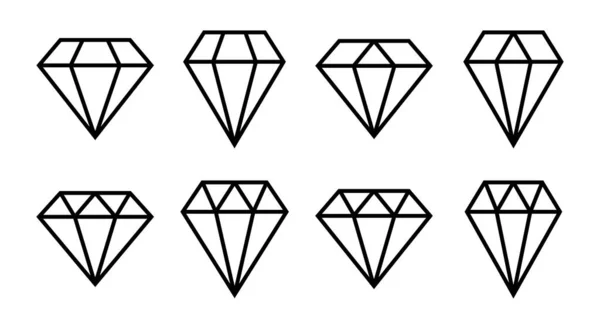 Diamond Εικονίδιο Σύνολο Εικόνα Διαμάντι Σύμβολο Πολύτιμων Λίθων Και — Διανυσματικό Αρχείο