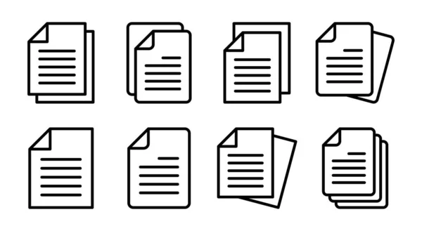 Dokumentum Ikon Készlet Illusztráció Papírjel Szimbólum Fájl Ikon — Stock Vector