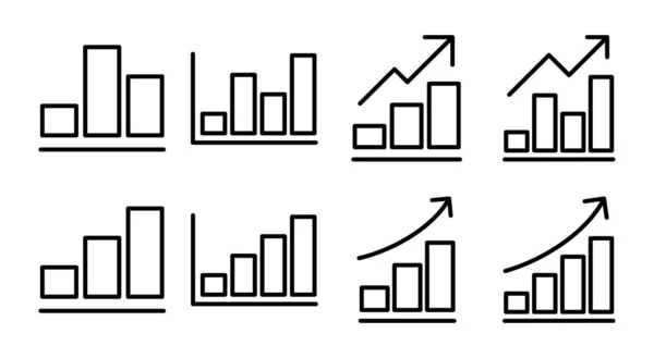 Gráfico Crescente Icon Set Illustration Sinal Gráfico Símbolo Ícone Diagrama —  Vetores de Stock