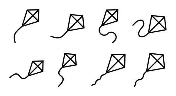 Illustration Jeu Icônes Signe Symbole Cerf Volant — Image vectorielle