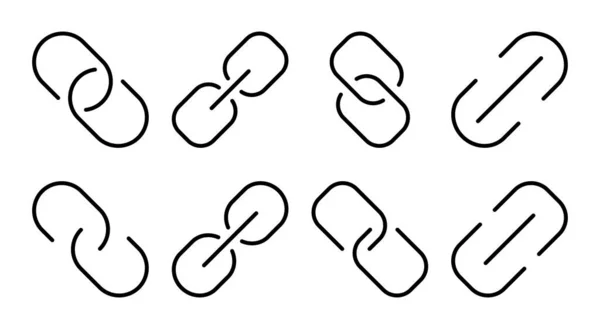 Verknüpfung Icon Set Illustration Hyperlink Kettenzeichen Und Symbol — Stockvektor